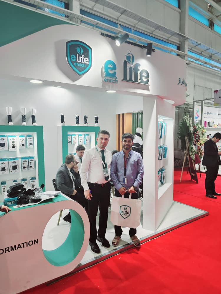Medical and orthopaedic product exhibition stand visited during sourcing.