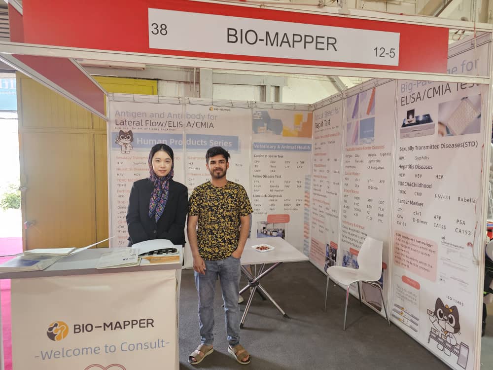 International diagnostics manufacturer booth during a technical review visit.